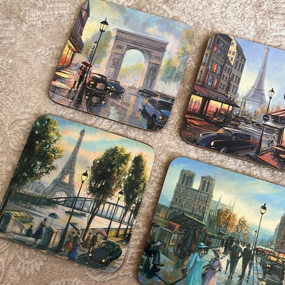 Set of 6 Paris Cork Coasters Eiffel Tower Coffee Table Decor Travel Romantic - Picture 8 of 16
